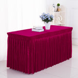 Velvet Rectangular Table Skirt 62"x23"x29" Rose Red