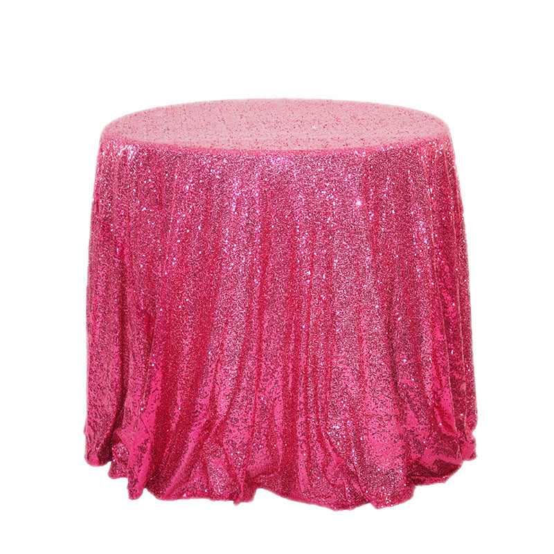 Sequin Round Tablecloth 132" Rose Red