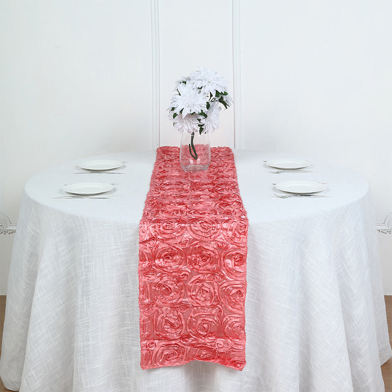 Rosette Satin Table Runner 14" x 108" Rose
