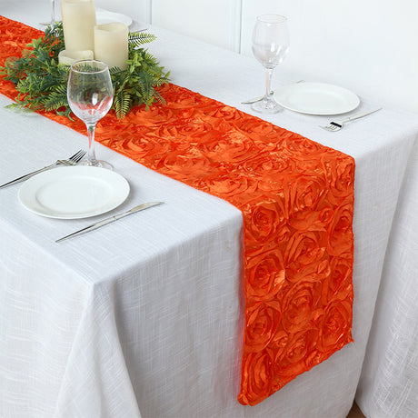 Rosette Satin Table Runner 14" x 108" Yellow Green