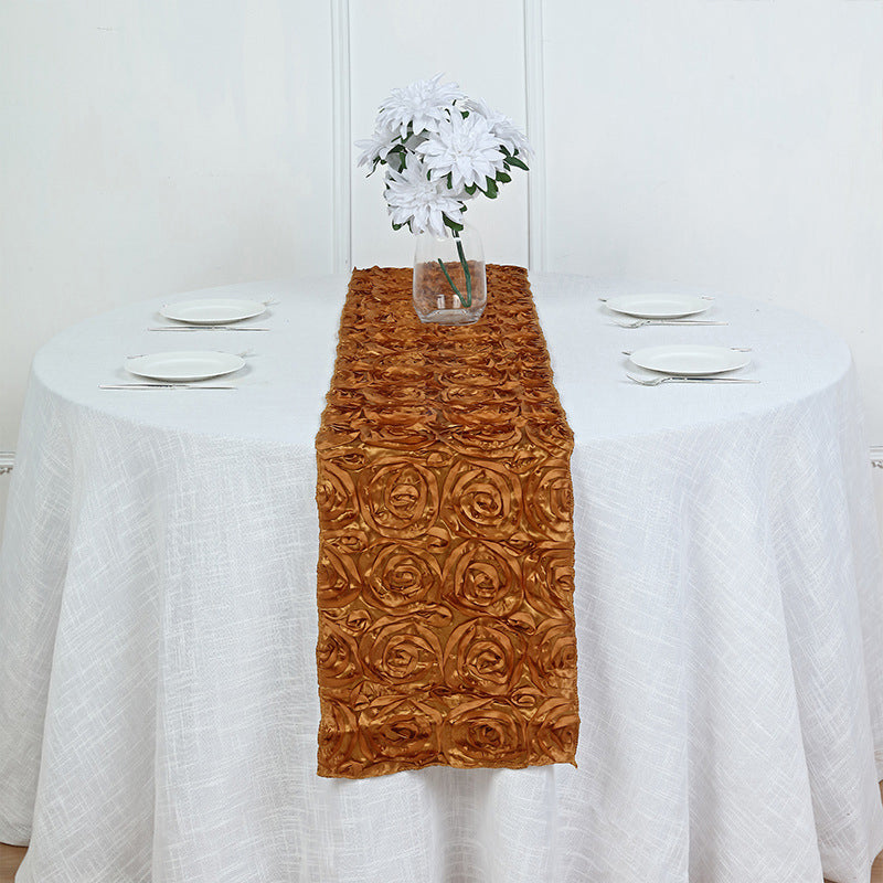 Rosette Satin Table Runner 14" x 108" Gold