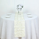 Rosette Satin Table Runner 14" x 108" Ivory