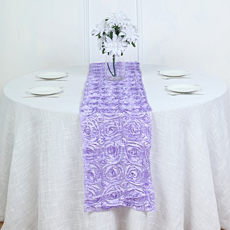 Rosette Satin Table Runner 14" x 108" Light Purple