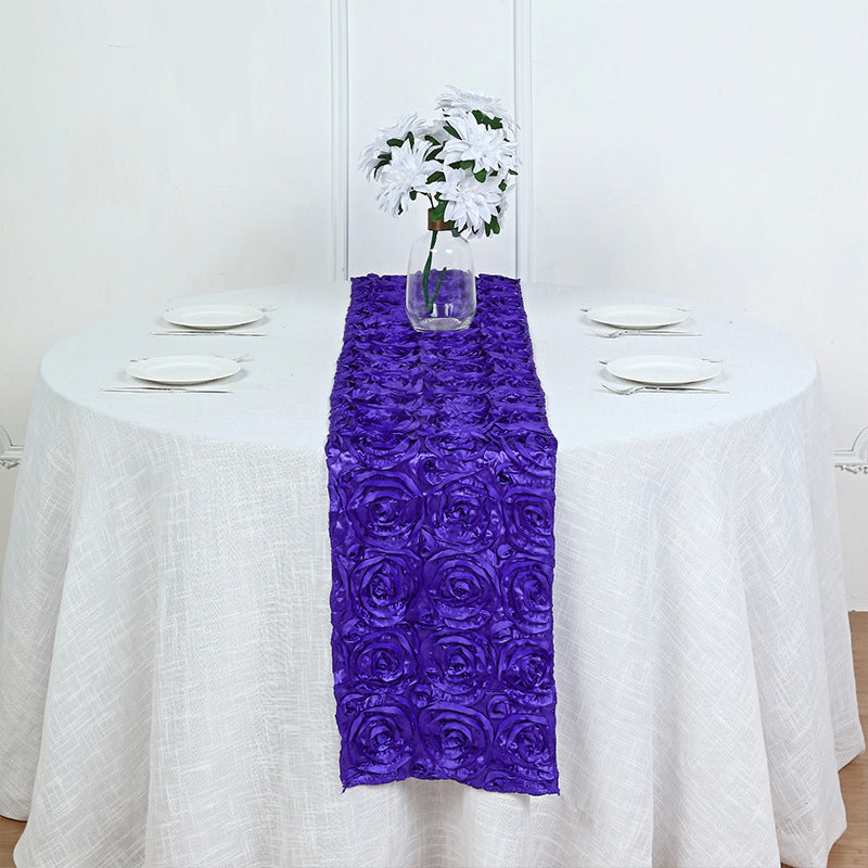 Rosette Satin Table Runner 14" x 108" Purple