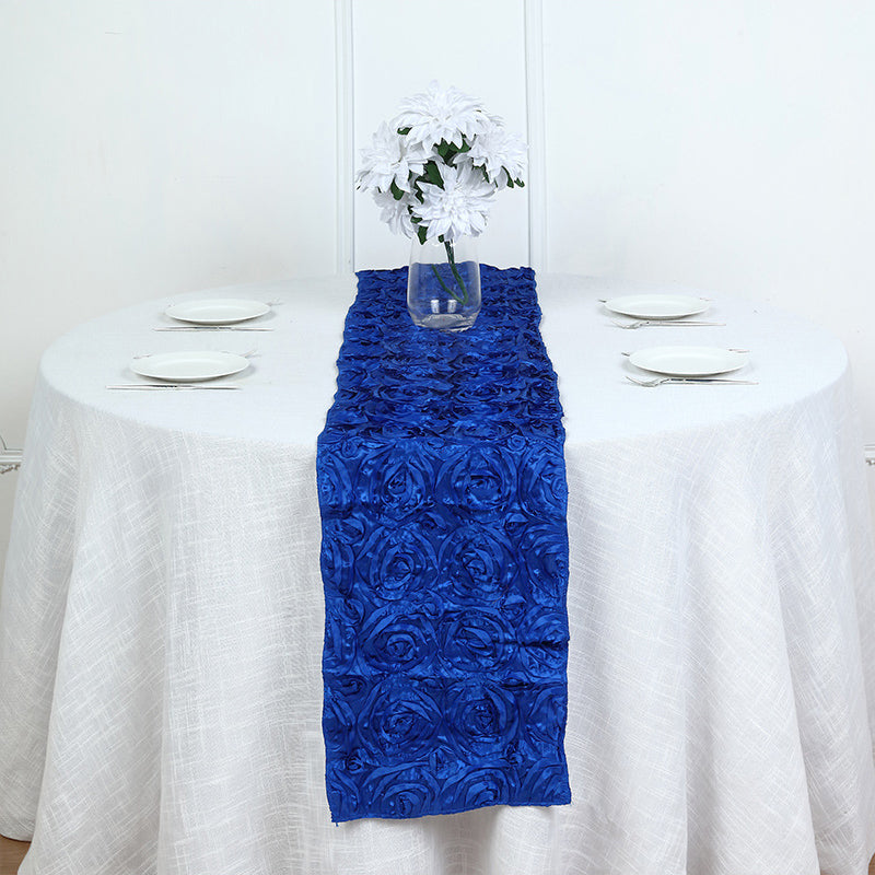 Rosette Satin Table Runner 14" x 108" Royal Blue