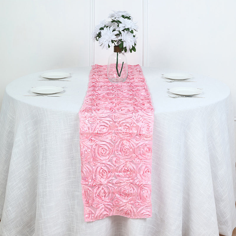 Rosette Satin Table Runner 14" x 108" Coral