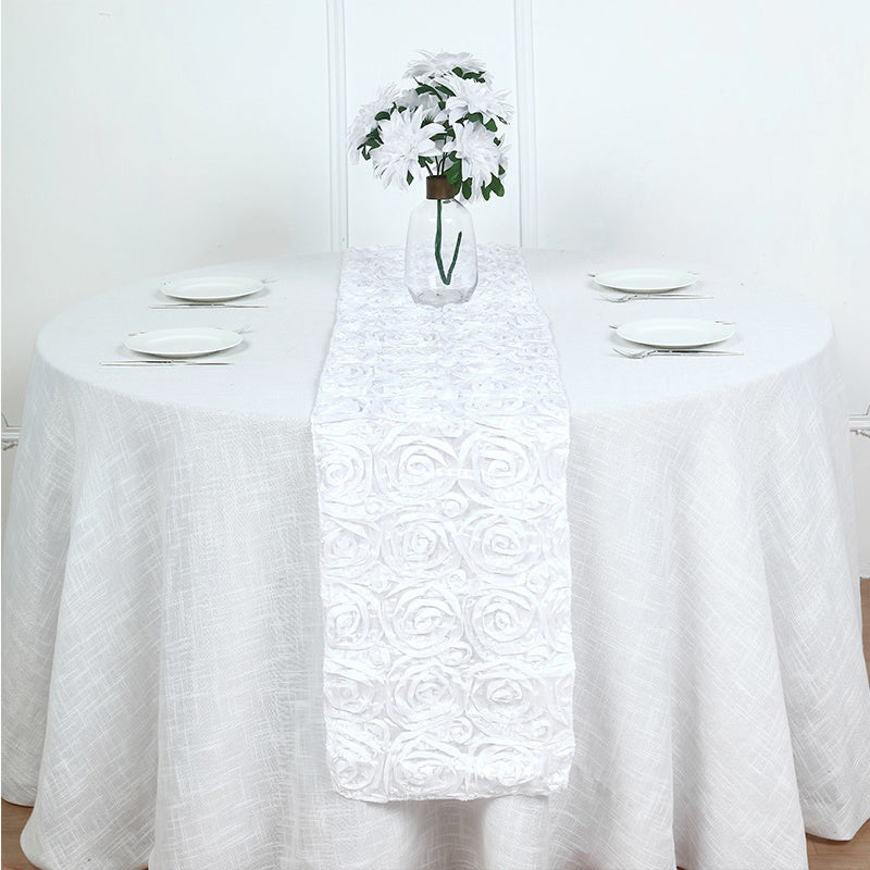 Rosette Satin Table Runner 14" x 108" White