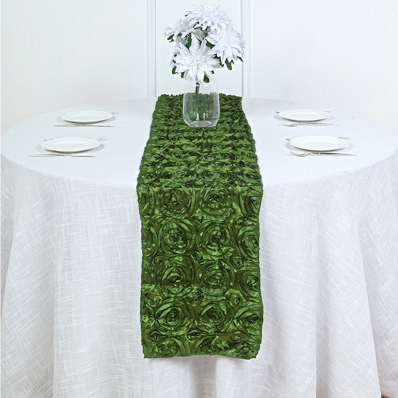 Rosette Satin Table Runner 14" x 108" Grass Green