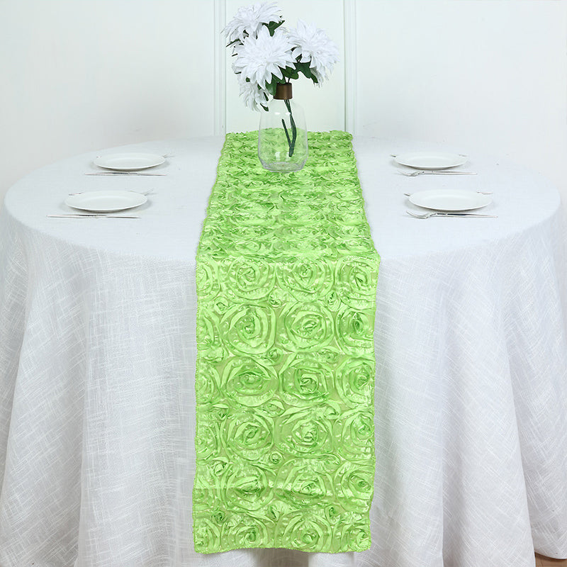 Rosette Satin Table Runner 14" x 108" Yellow Green