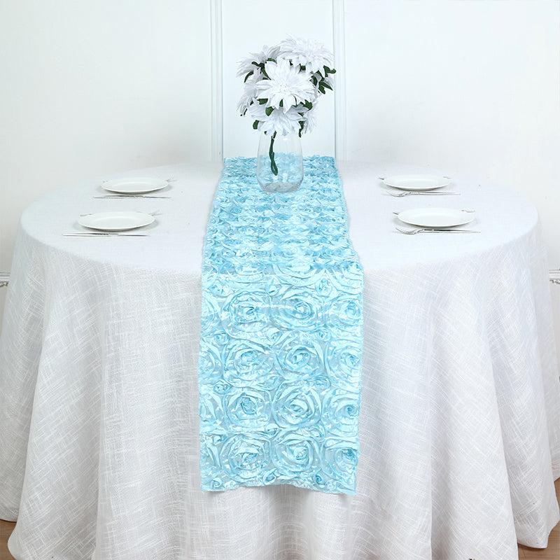 Rosette Satin Table Runner 14" x 108" Blue