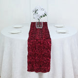 Rosette Satin Table Runner 14" x 108" Wine Red