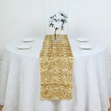 Rosette Satin Table Runner 14" x 108" Light Gold