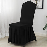 Ruffled Pleated Skirt Polyester Chair Cover  Black