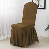 Ruffled Pleated Skirt Polyester Chair Cover  Light Brown