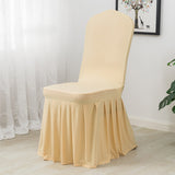 Ruffled Pleated Skirt Polyester Chair Cover  Golden