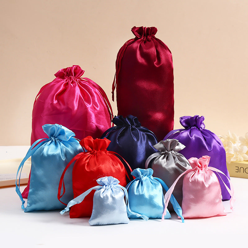 12 Pc Satin Drawstring Wedding Party Favor Bags Champagne Gold