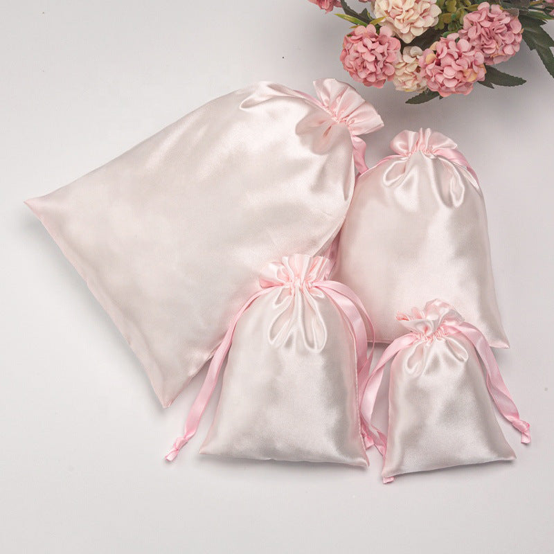 12 Pc Satin Drawstring Wedding Party Favor Bags Champagne Gold