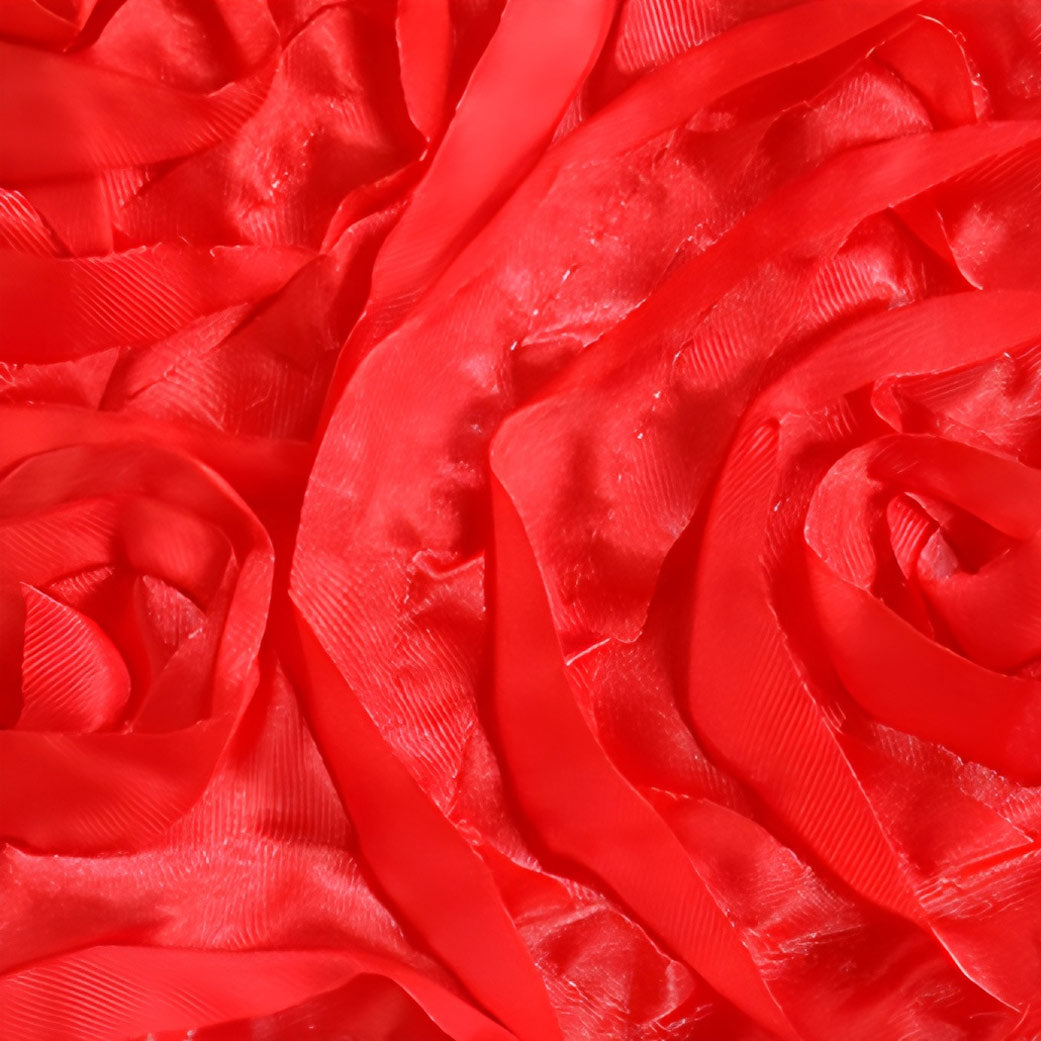 Satin Rectangle Tablecloth Grandiose 3D Rosette Table Cover 132"x90"