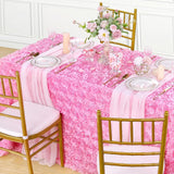 Satin Rectangle Tablecloth Grandiose 3D Rosette Table Cover 132"x90"