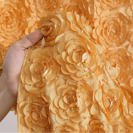 Satin Rectangle Tablecloth Grandiose 3D Rosette Table Cover 132"x90"
