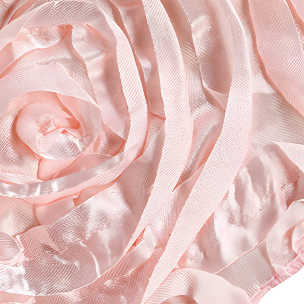 Satin Rectangle Tablecloth Grandiose 3D Rosette Table Cover 132"x90"