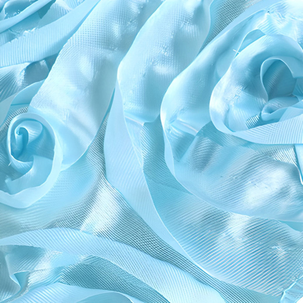 Satin Rectangle Tablecloth Grandiose 3D Rosette Table Cover 132"x90"