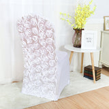 Satin Rosette Spandex Stretch Banquet Chair Cover White