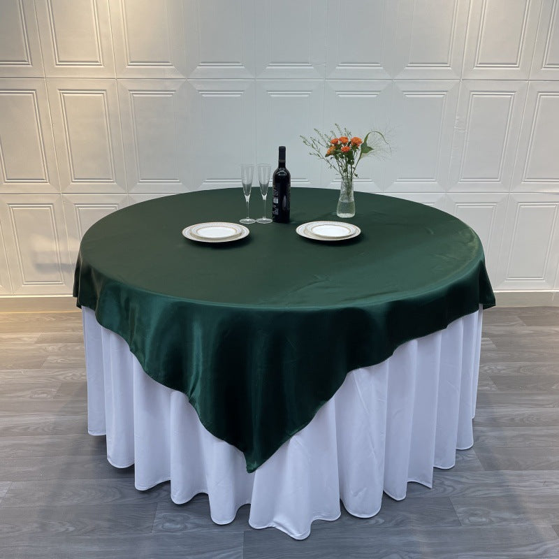 Satin Table Overlay 60"x60" Dark Green