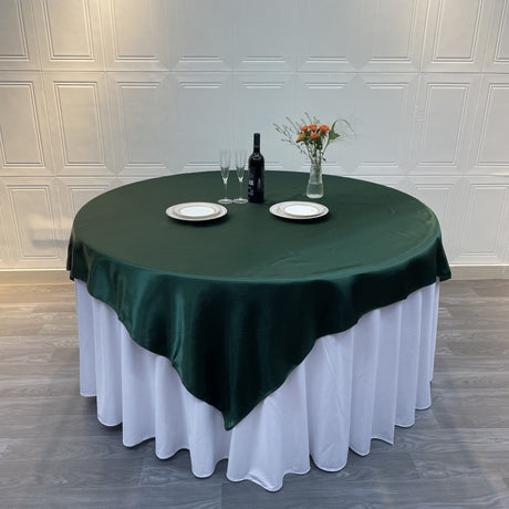 Satin Table Overlay 60"x60" Dark Green