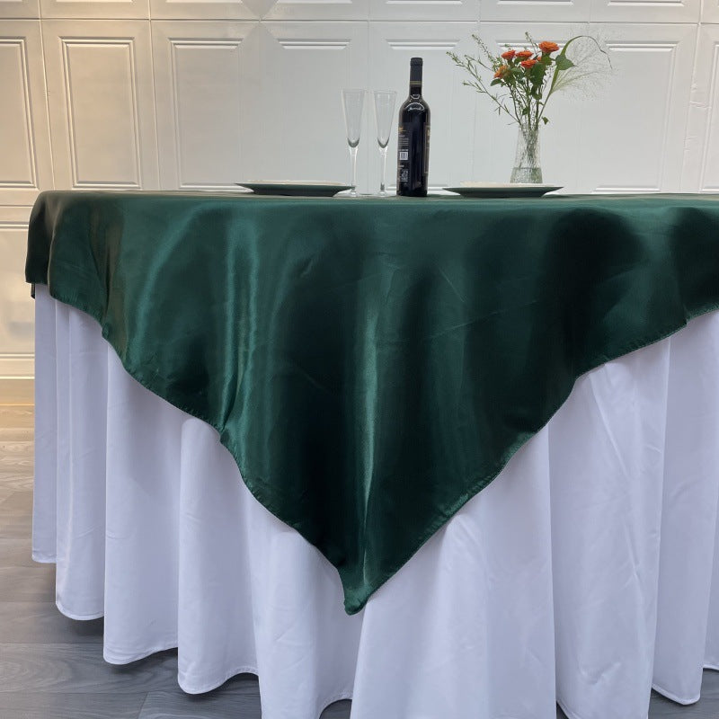 Satin Table Overlay 60"x60" Dark Green
