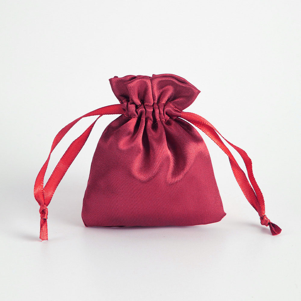 12 Pc Satin Drawstring Wedding Party Favor Bags Wine Red
