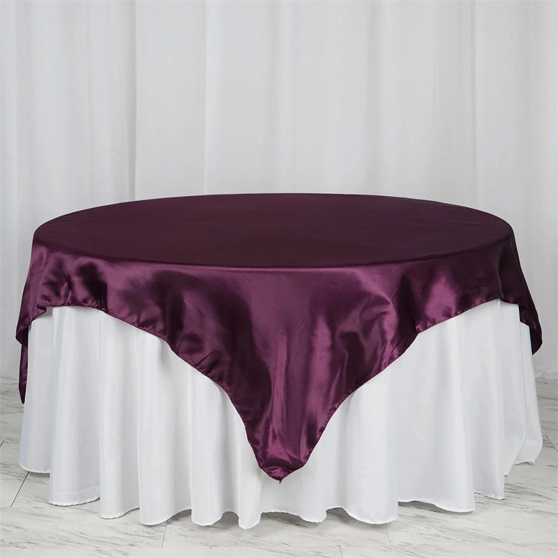 Satin Table Overlay 72"x72" Dark Purple