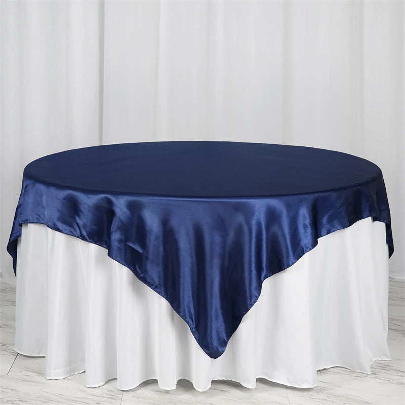 Satin Table Overlay 72"x72" Navy Blue