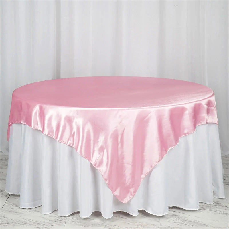 Satin Table Overlay 72"x72" Pink