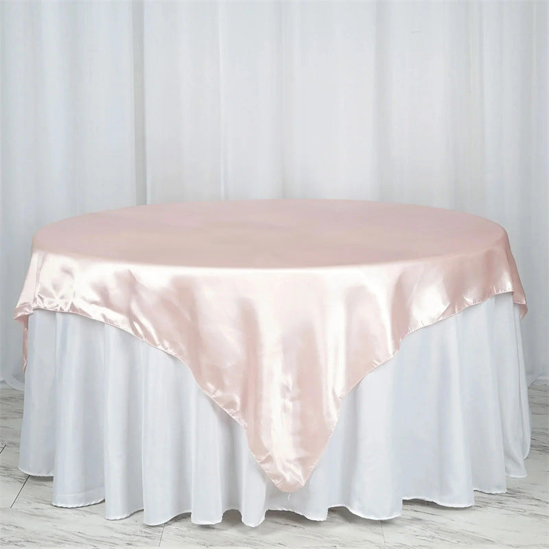 Satin Table Overlay 72"x72" Light Pink