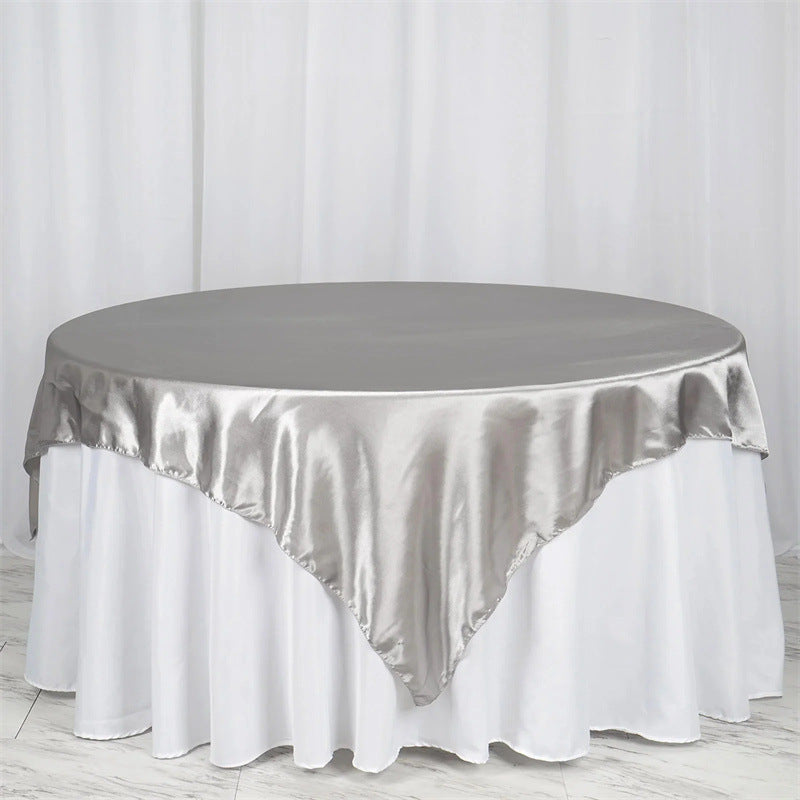 Satin Table Overlay 72"x72" Light Gray