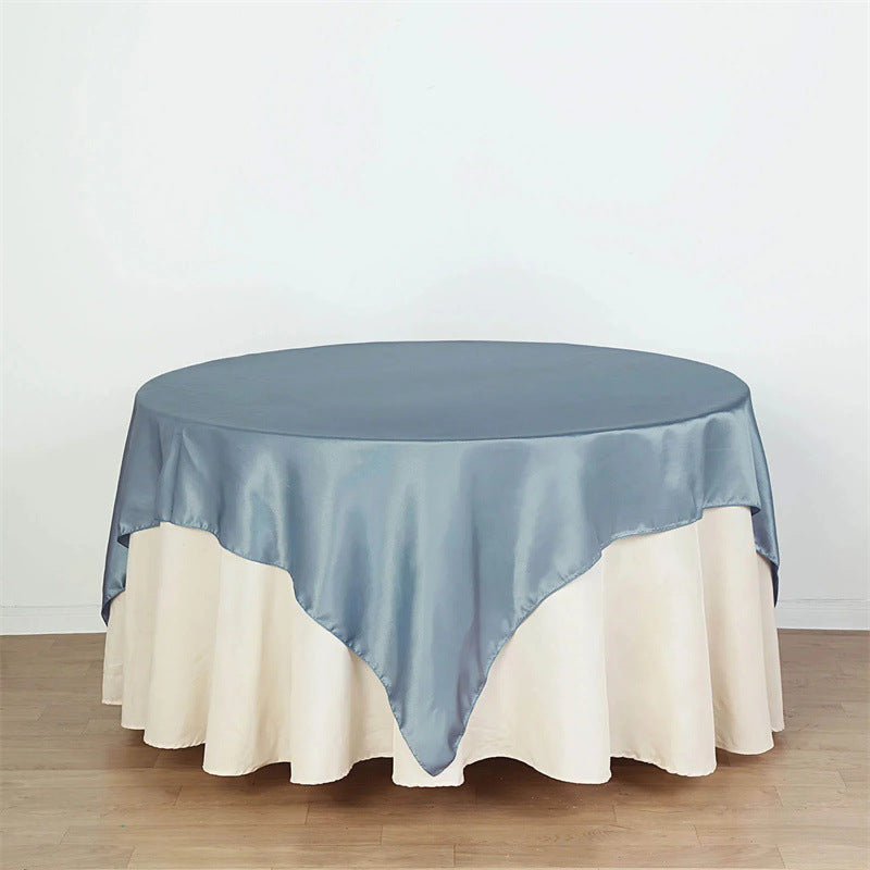 Satin Table Overlay 72"x72" Gray Blue