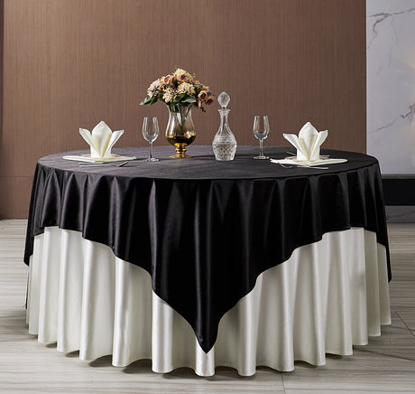 Satin Table Overlay 72"x72" Balck
