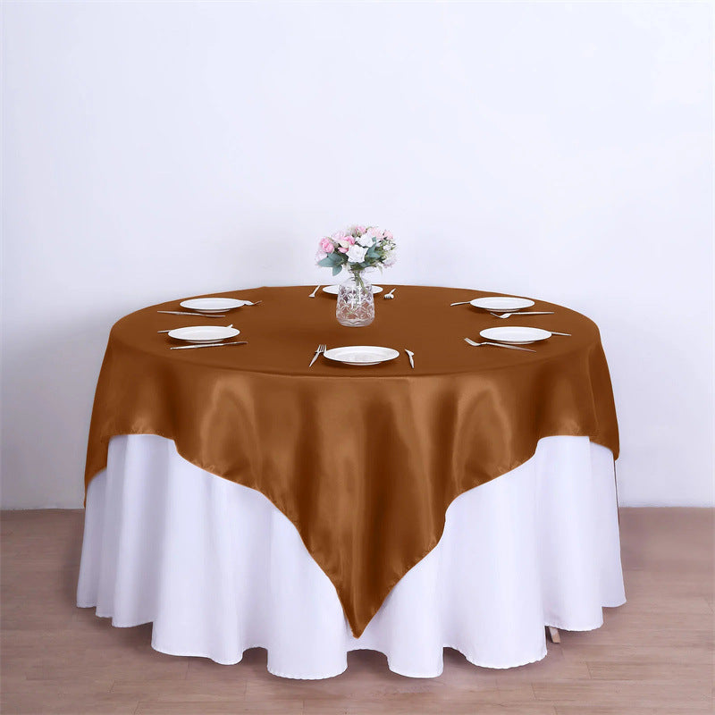 Satin Table Overlay 72"x72" Light Brown