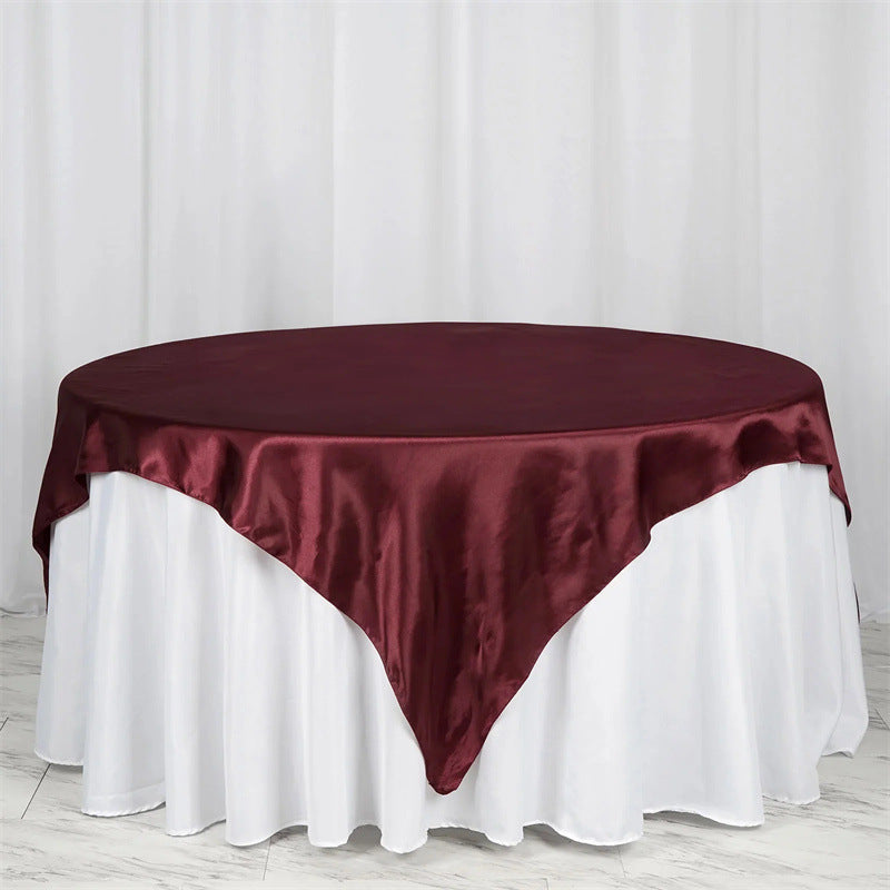 Satin Table Overlay 72"x72" Wine Red