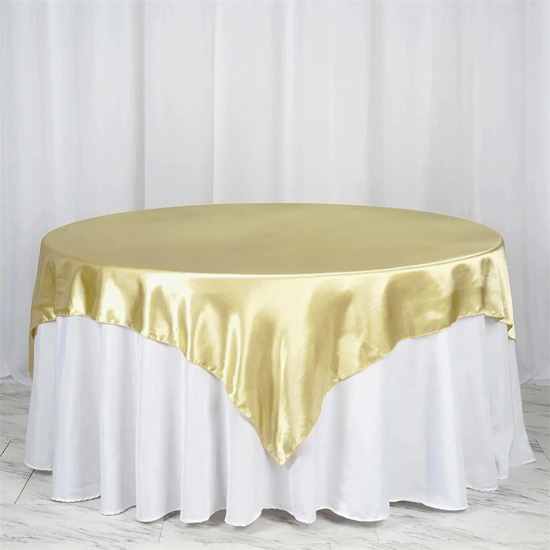 Satin Table Overlay 85"x85" Light Gold