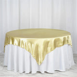 Satin Table Overlay 85"x85" Light Gold