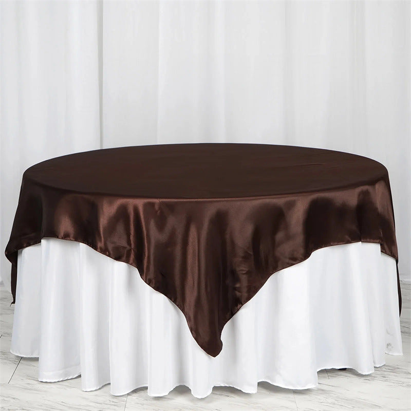 Satin Table Overlay 72"x72" Brown