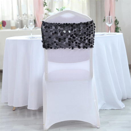 5 Pc Sequin Chair Sash Bands 13"x10" Black