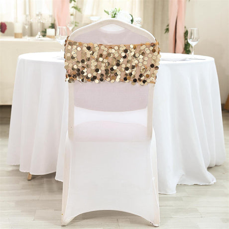 5 Pc Sequin Chair Sash Bands 13"x10" Gold