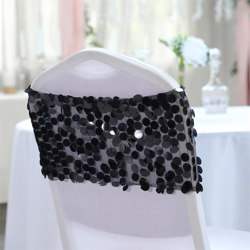 5 Pc Sequin Chair Sash Bands 13"x10" Black