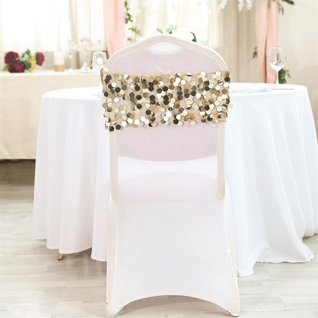 5 Pc Sequin Chair Sash Bands 13"x10" Champagne Gold