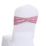 5 Pc Sequin Spandex Chair Sashes 6"x14" Rose Pink