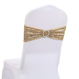 5 Pc Sequin Spandex Chair Sashes 6"x14" Champagne Gold