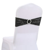 5 Pc Sequin Spandex Chair Sashes 6"x14" Black